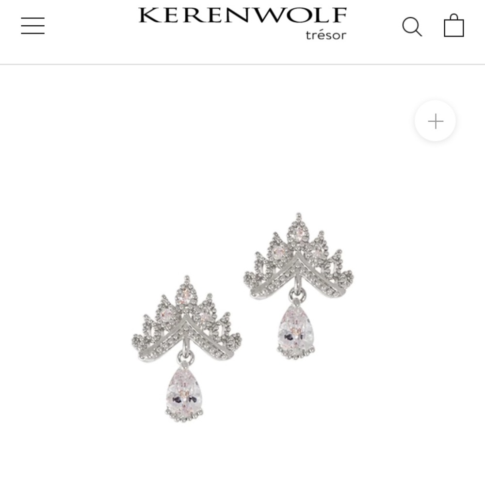 New Keren Wolf Silver Shani crown earrings with Swarovski crystals